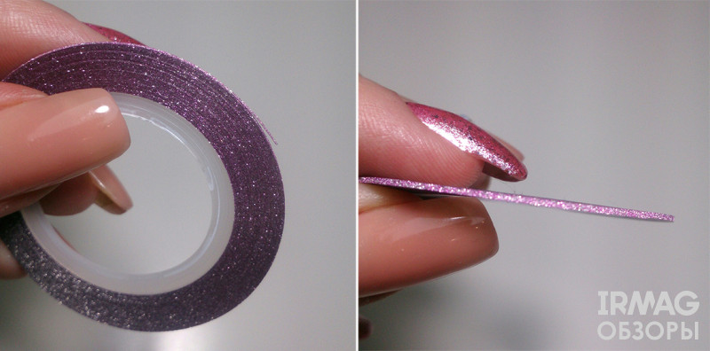 Лента для дизайна для ногтей El Corazon с блестками 1 мм (20 м) - 167 Розовая